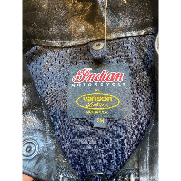 Vintage Indian‎ Motorcycle Vanson Leathers Black Racing Jacket SM - Picture 8 of 15